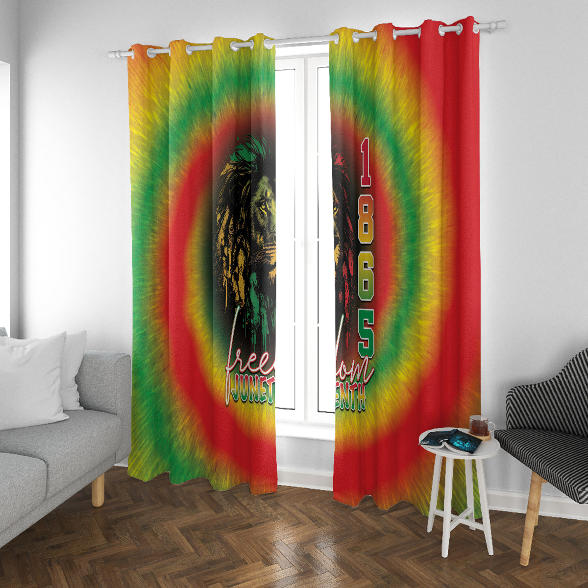 Juneteenth Freedom Day Window Curtain Reggae Tie Dye Style LT05 - Wonder Print Shop