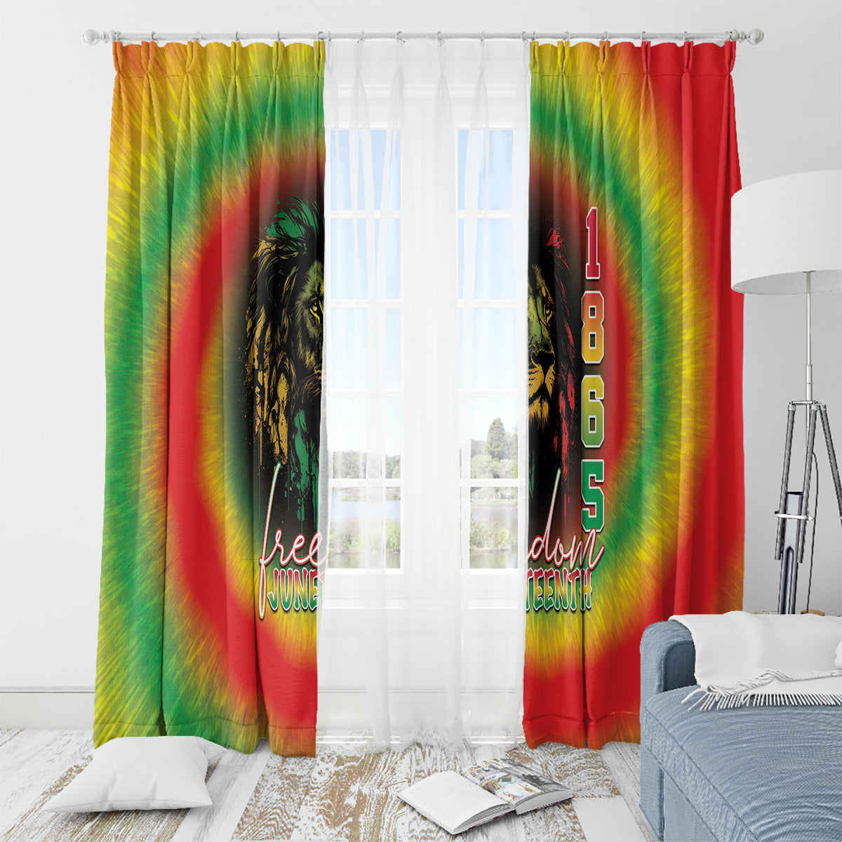 Juneteenth Freedom Day Window Curtain Reggae Tie Dye Style LT05 - Wonder Print Shop