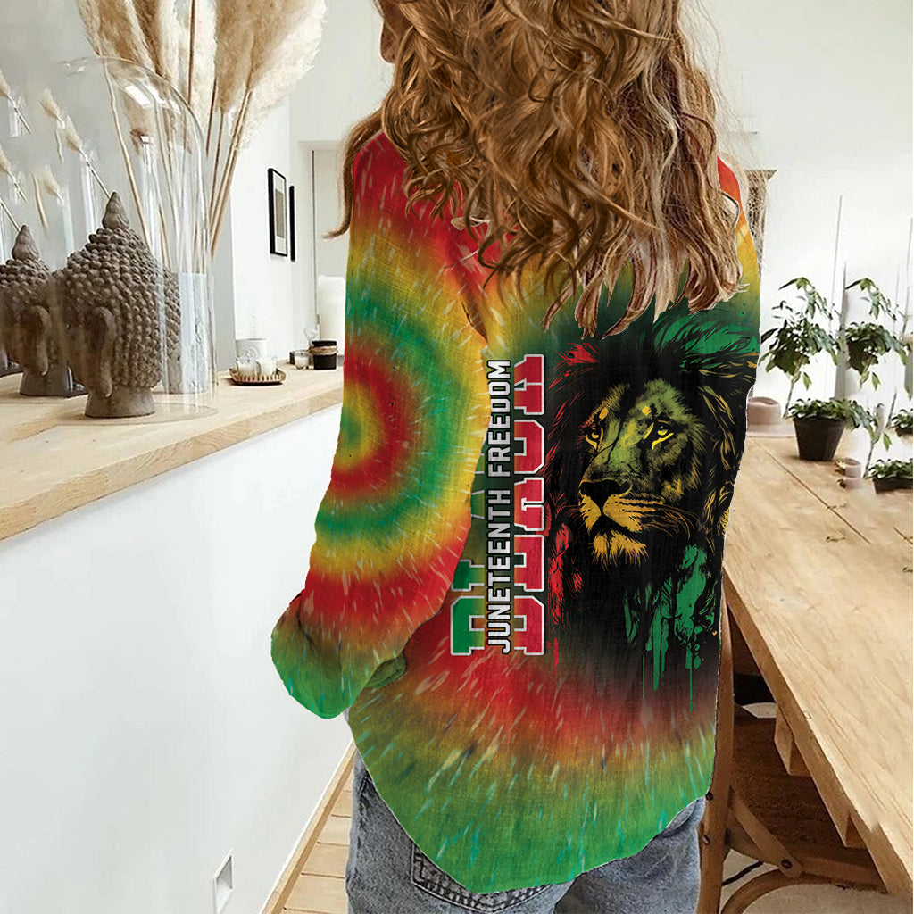 Juneteenth Freedom Day Women Casual Shirt Reggae Tie Dye Style LT05 - Wonder Print Shop