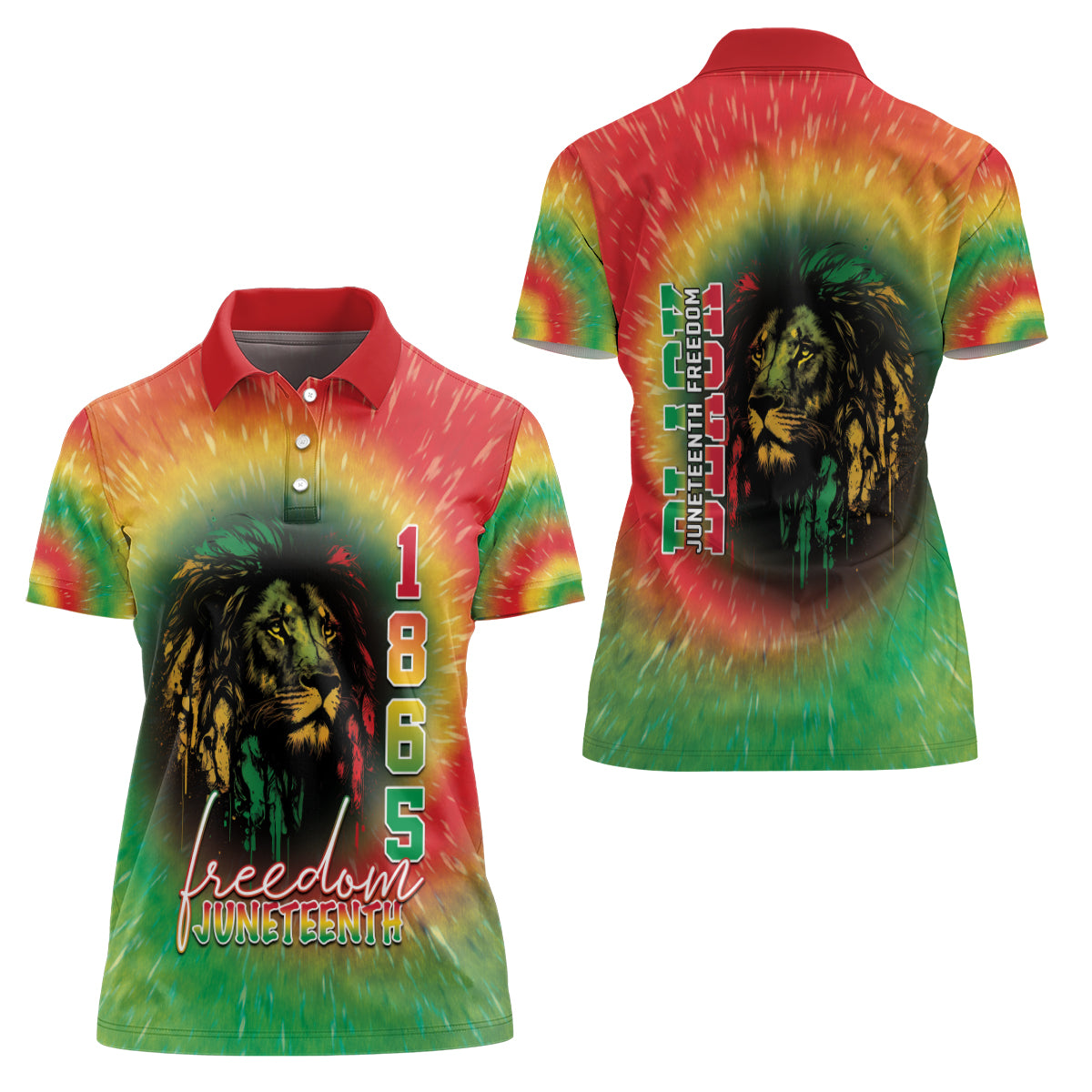 Juneteenth Freedom Day Women Polo Shirt Reggae Tie Dye Style LT05 - Wonder Print Shop