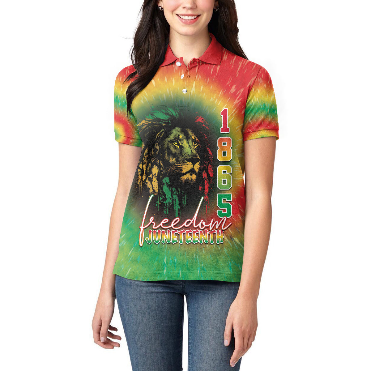 Juneteenth Freedom Day Women Polo Shirt Reggae Tie Dye Style LT05 - Wonder Print Shop