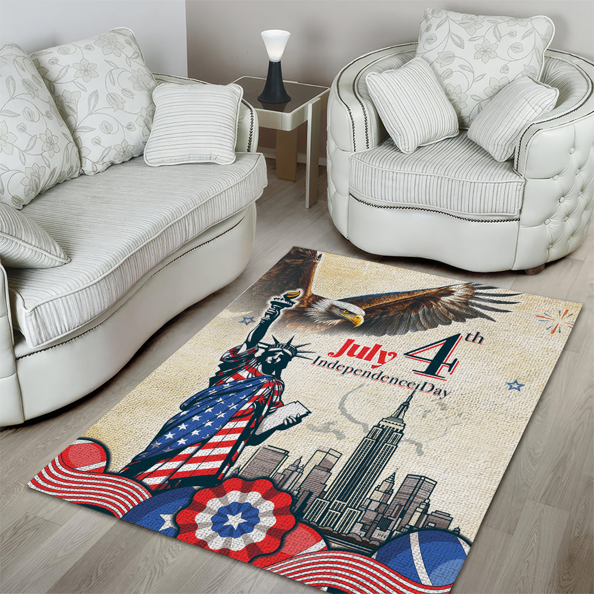 United States Independence Day Area Rug Freedom 4th Of July Beige Version LT05 - Wonder Print Shop