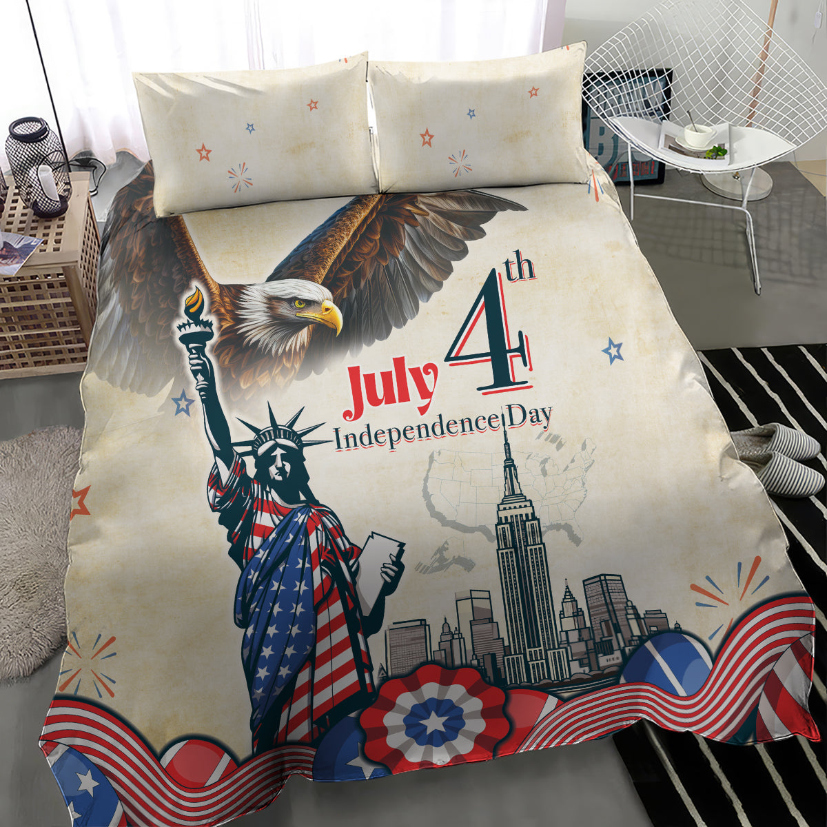 United States Independence Day Bedding Set Freedom 4th Of July Beige Version LT05 - Wonder Print Shop