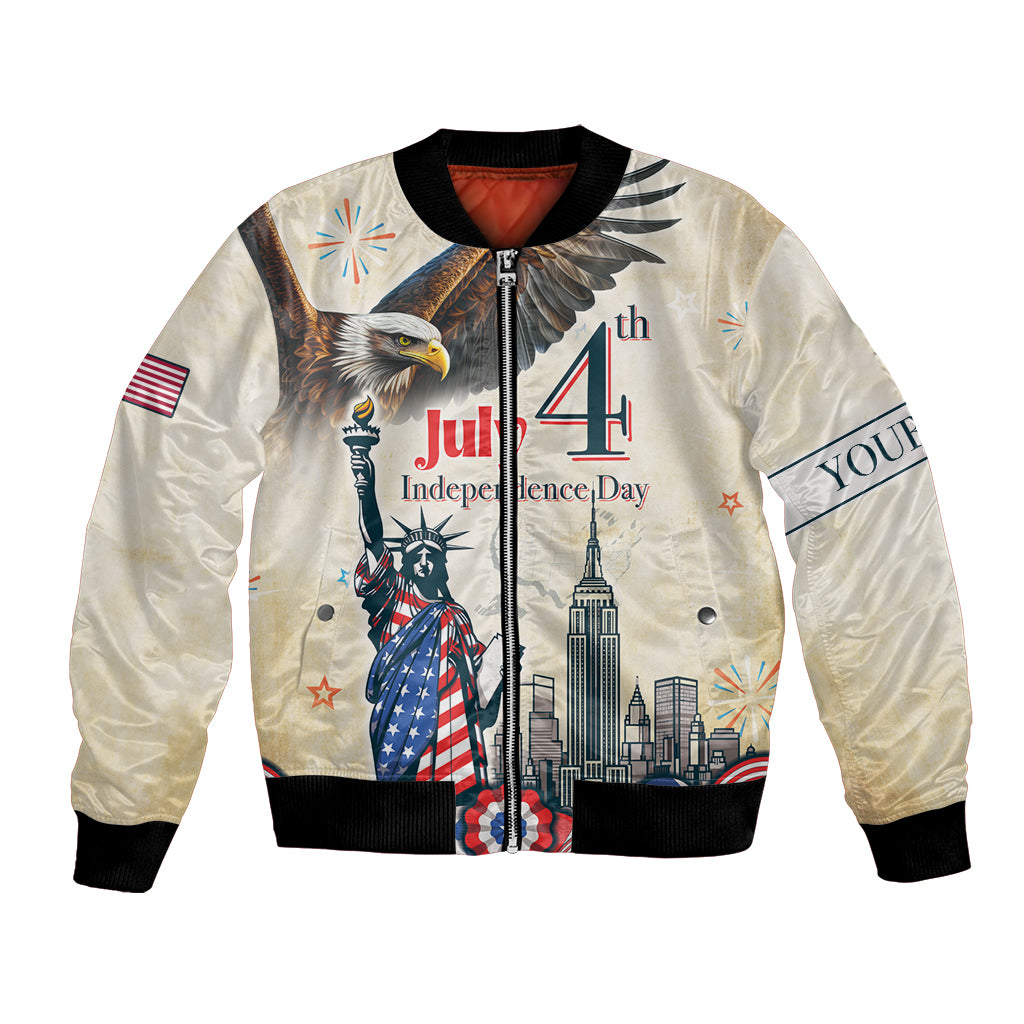 Personalised United States Independence Day Bomber Jacket Freedom 4th Of July Beige Version LT05 - Wonder Print Shop