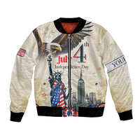 Personalised United States Independence Day Bomber Jacket Freedom 4th Of July Beige Version LT05 - Wonder Print Shop