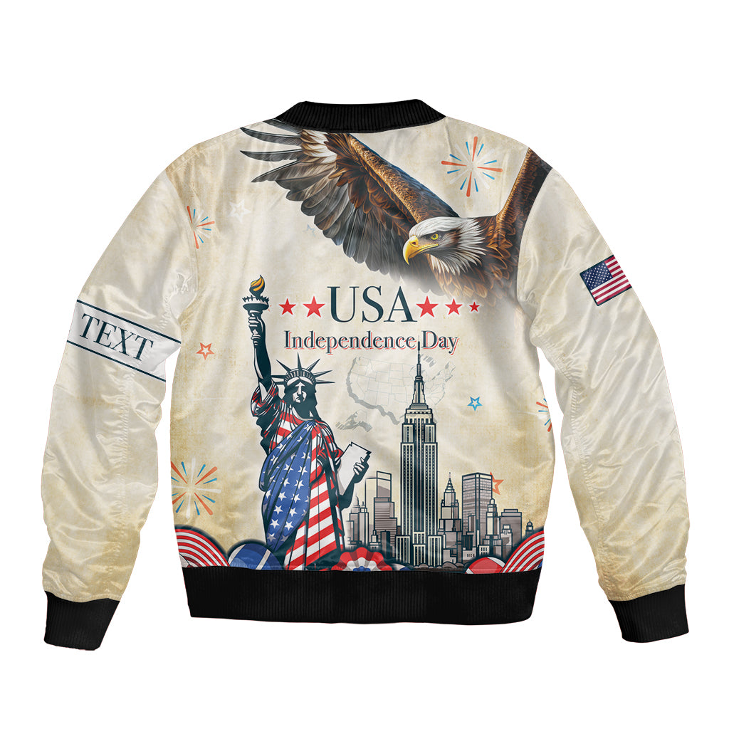 Personalised United States Independence Day Bomber Jacket Freedom 4th Of July Beige Version LT05 - Wonder Print Shop