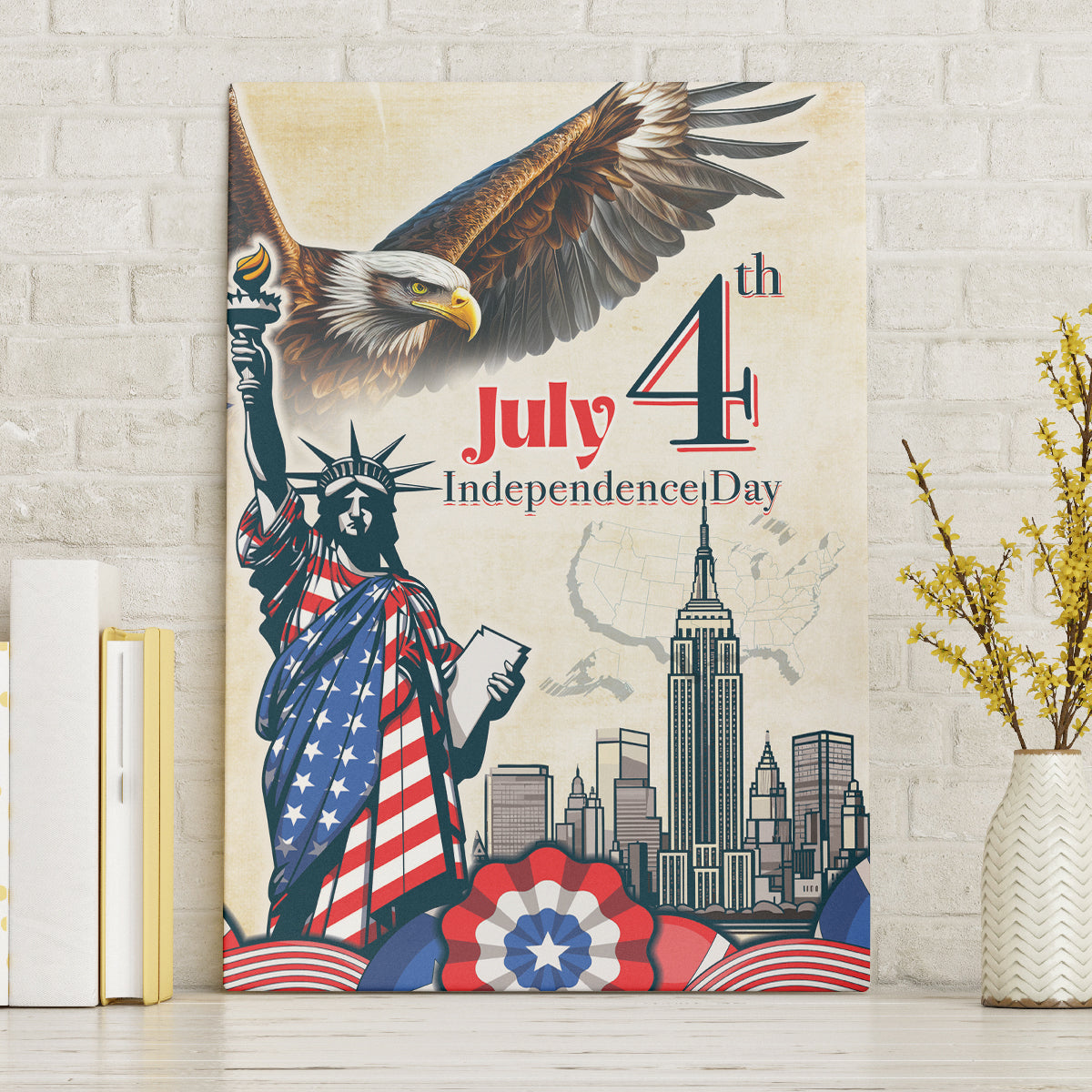 United States Independence Day Canvas Wall Art Freedom 4th Of July Beige Version LT05 - Wonder Print Shop