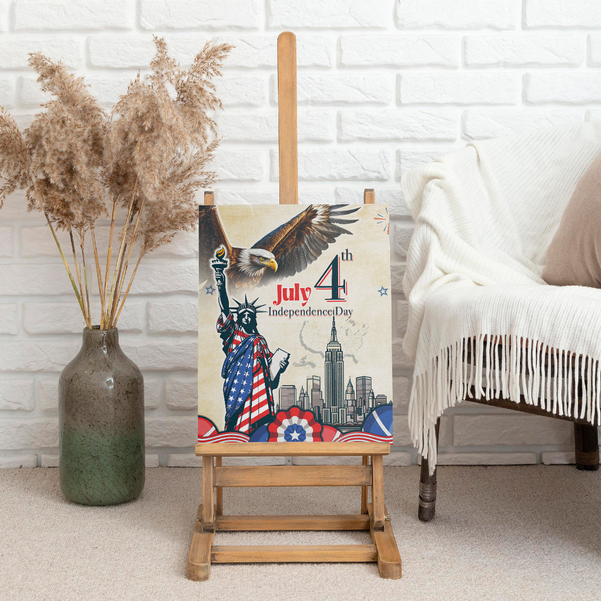 United States Independence Day Canvas Wall Art Freedom 4th Of July Beige Version LT05 - Wonder Print Shop