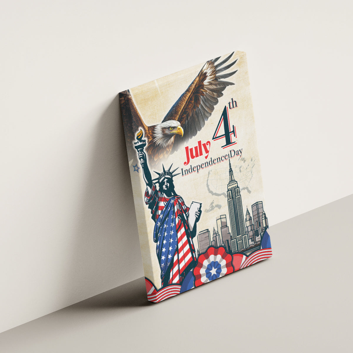 United States Independence Day Canvas Wall Art Freedom 4th Of July Beige Version LT05 - Wonder Print Shop