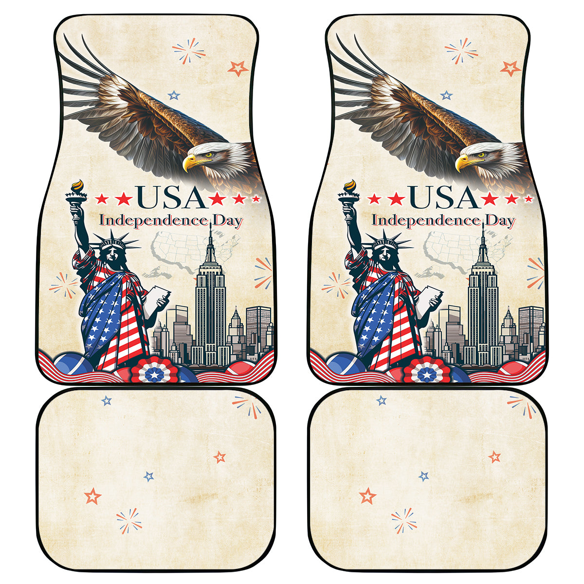 United States Independence Day Car Mats Freedom 4th Of July Beige Version LT05 - Wonder Print Shop