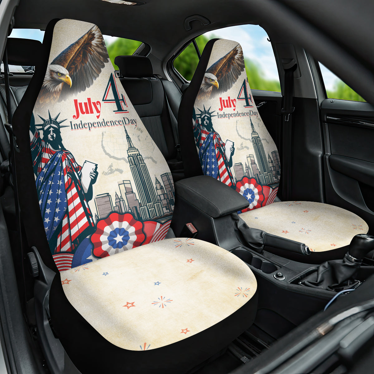 United States Independence Day Car Seat Cover Freedom 4th Of July Beige Version LT05 - Wonder Print Shop