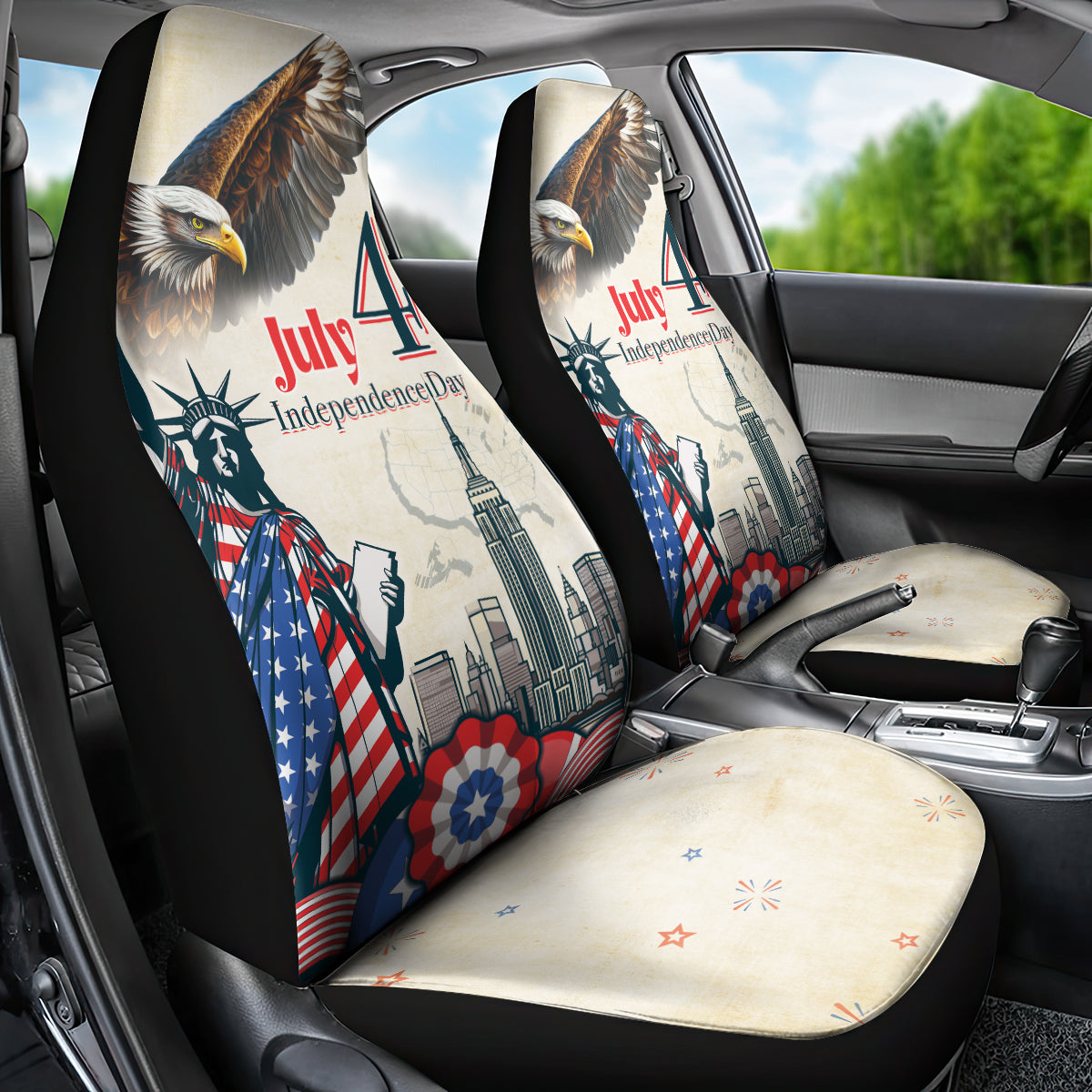 United States Independence Day Car Seat Cover Freedom 4th Of July Beige Version LT05 - Wonder Print Shop