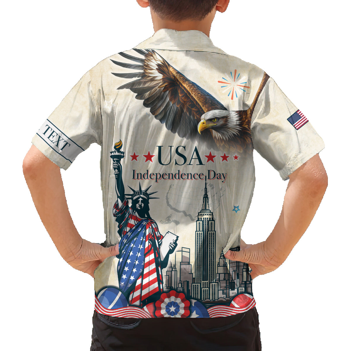 Personalised United States Independence Day Family Matching Long Sleeve Bodycon Dress and Hawaiian Shirt Freedom 4th Of July Beige Version LT05 - Wonder Print Shop