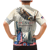 Personalised United States Independence Day Family Matching Mermaid Dress and Hawaiian Shirt Freedom 4th Of July Beige Version LT05 - Wonder Print Shop