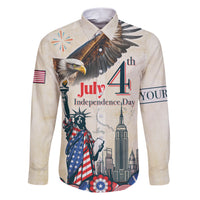 Personalised United States Independence Day Family Matching Short Sleeve Bodycon Dress and Hawaiian Shirt Freedom 4th Of July Beige Version LT05 - Wonder Print Shop