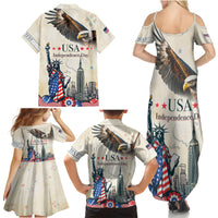 Personalised United States Independence Day Family Matching Summer Maxi Dress and Hawaiian Shirt Freedom 4th Of July Beige Version LT05 - Wonder Print Shop