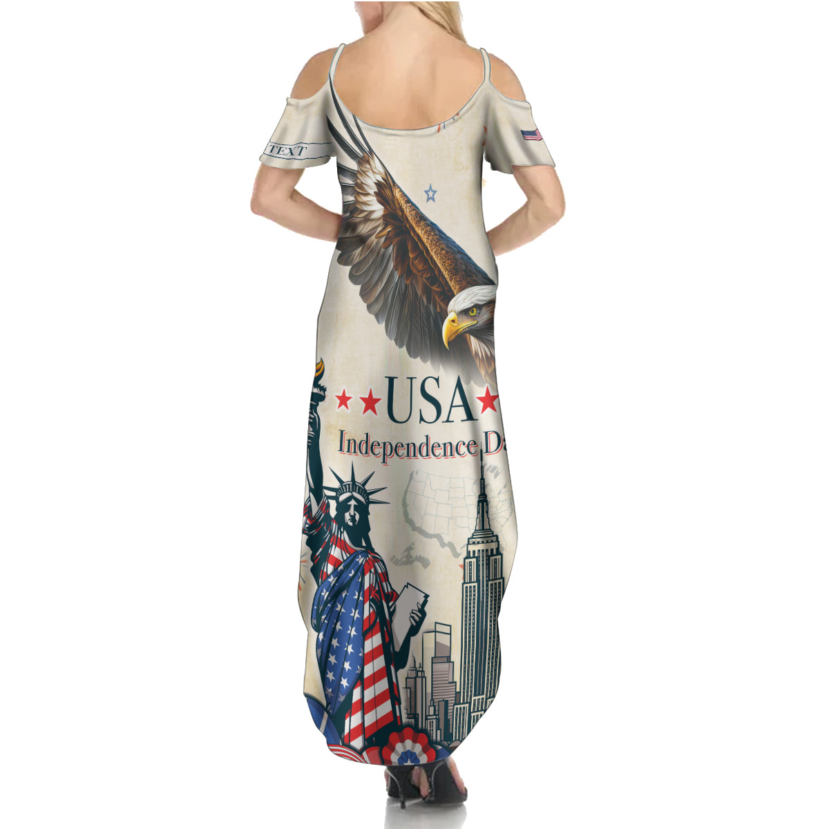 Personalised United States Independence Day Family Matching Summer Maxi Dress and Hawaiian Shirt Freedom 4th Of July Beige Version LT05 - Wonder Print Shop