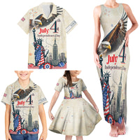 Personalised United States Independence Day Family Matching Tank Maxi Dress and Hawaiian Shirt Freedom 4th Of July Beige Version LT05 - Wonder Print Shop