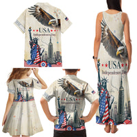 Personalised United States Independence Day Family Matching Tank Maxi Dress and Hawaiian Shirt Freedom 4th Of July Beige Version LT05 - Wonder Print Shop