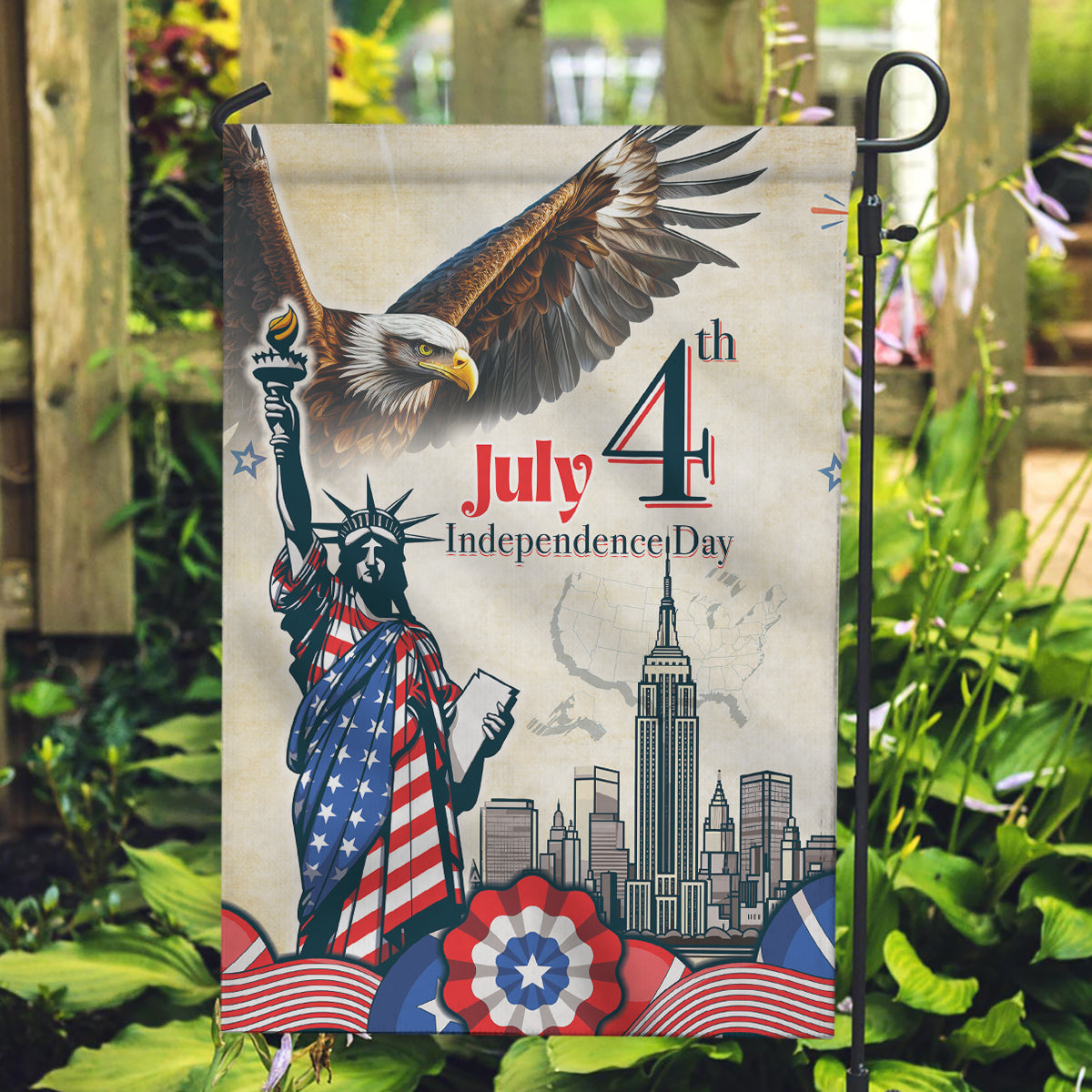 United States Independence Day Garden Flag Freedom 4th Of July Beige Version LT05 - Wonder Print Shop