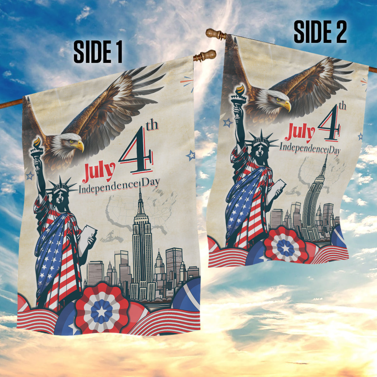 United States Independence Day Garden Flag Freedom 4th Of July Beige Version LT05 - Wonder Print Shop