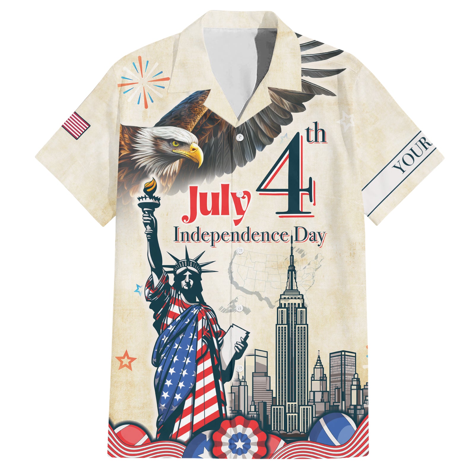 Personalised United States Independence Day Hawaiian Shirt Freedom 4th Of July Beige Version LT05 - Wonder Print Shop