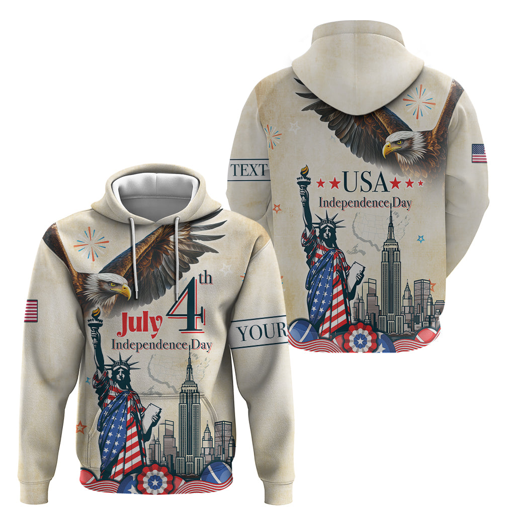 Personalised United States Independence Day Hoodie Freedom 4th Of July Beige Version LT05 - Wonder Print Shop