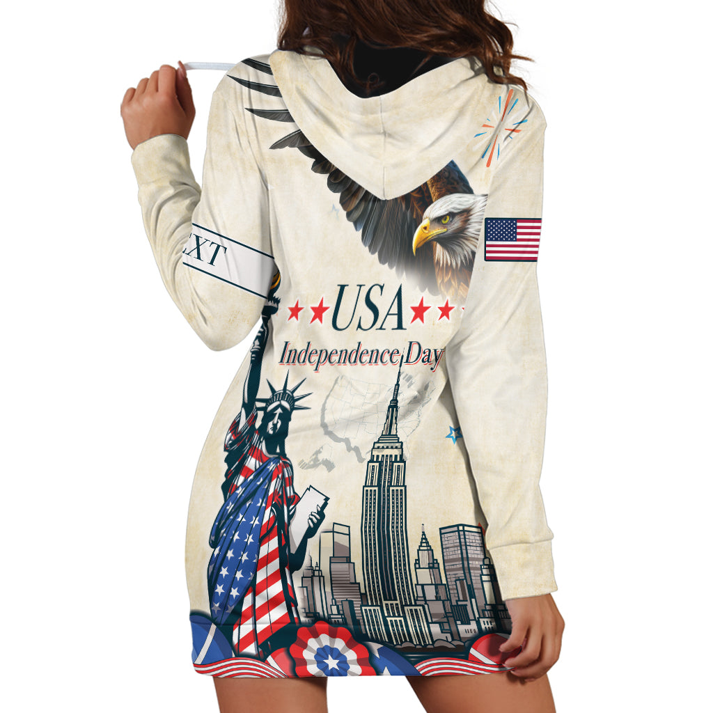 Personalised United States Independence Day Hoodie Dress Freedom 4th Of July Beige Version LT05 - Wonder Print Shop