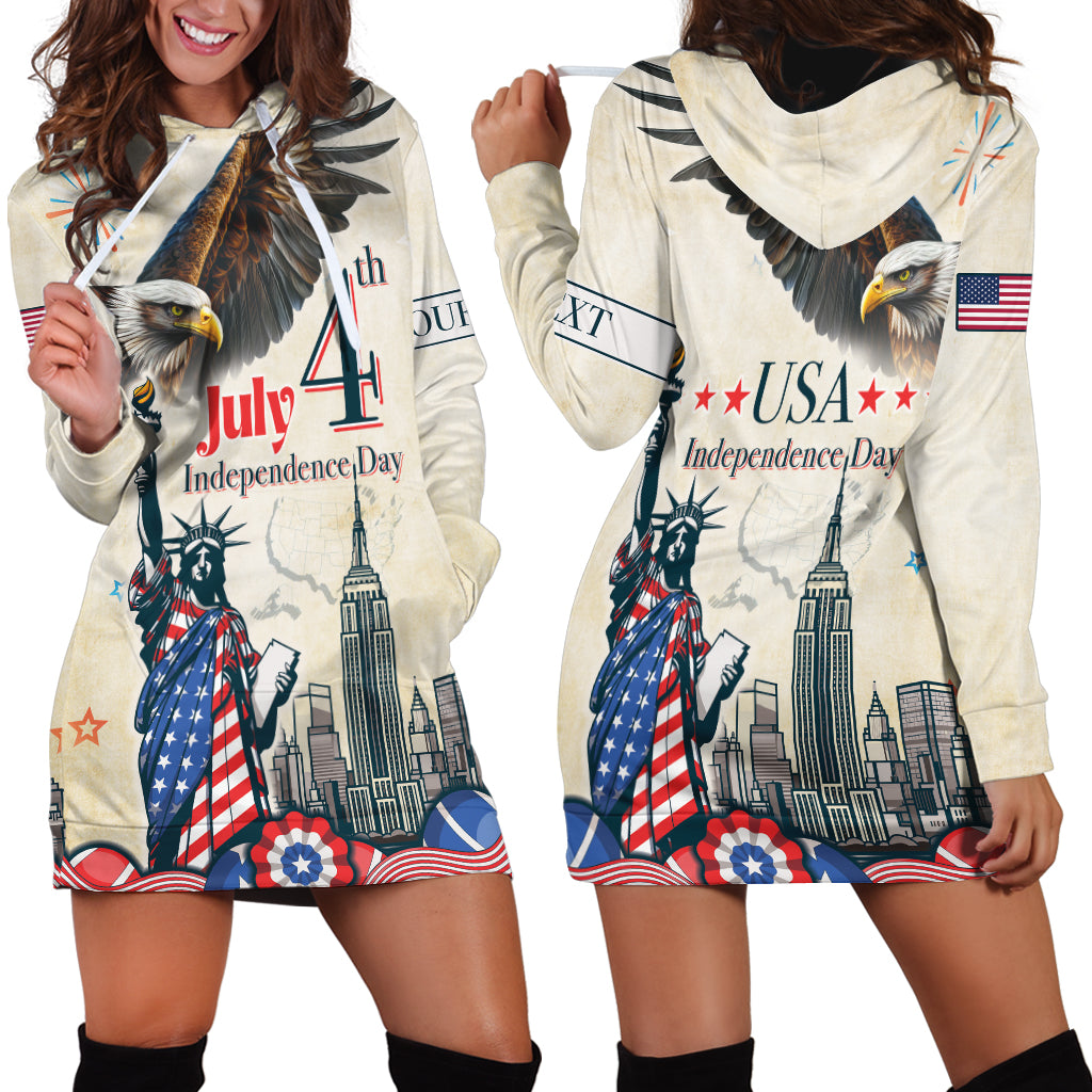 Personalised United States Independence Day Hoodie Dress Freedom 4th Of July Beige Version LT05 - Wonder Print Shop