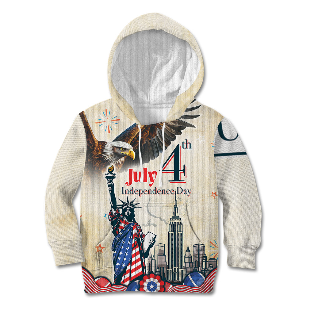 Personalised United States Independence Day Kid Hoodie Freedom 4th Of July Beige Version LT05 - Wonder Print Shop
