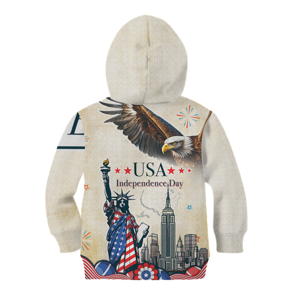 Personalised United States Independence Day Kid Hoodie Freedom 4th Of July Beige Version LT05 - Wonder Print Shop