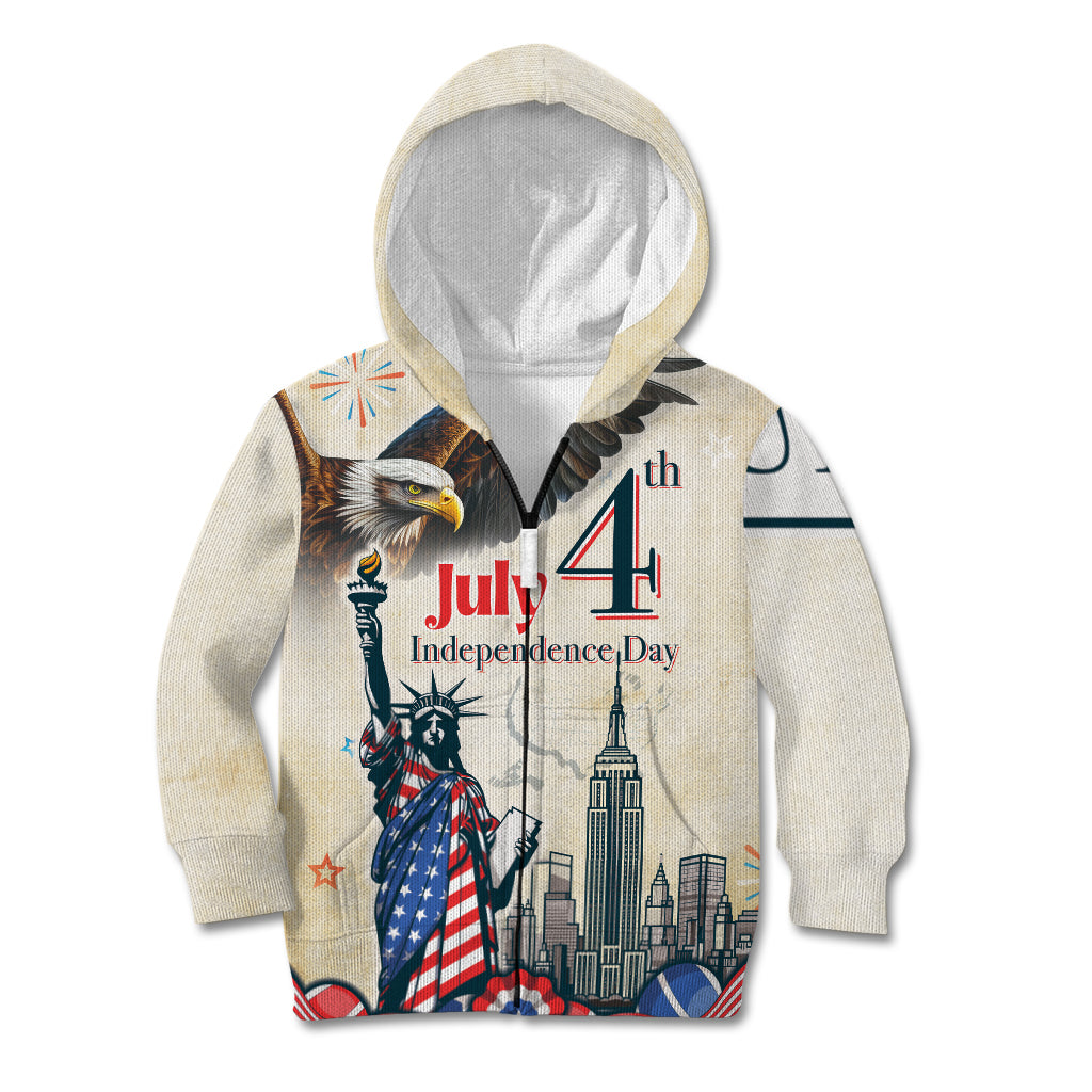 Personalised United States Independence Day Kid Hoodie Freedom 4th Of July Beige Version LT05 - Wonder Print Shop