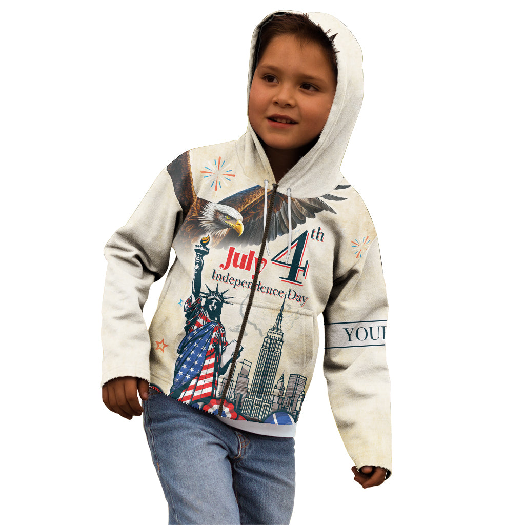 Personalised United States Independence Day Kid Hoodie Freedom 4th Of July Beige Version LT05 - Wonder Print Shop