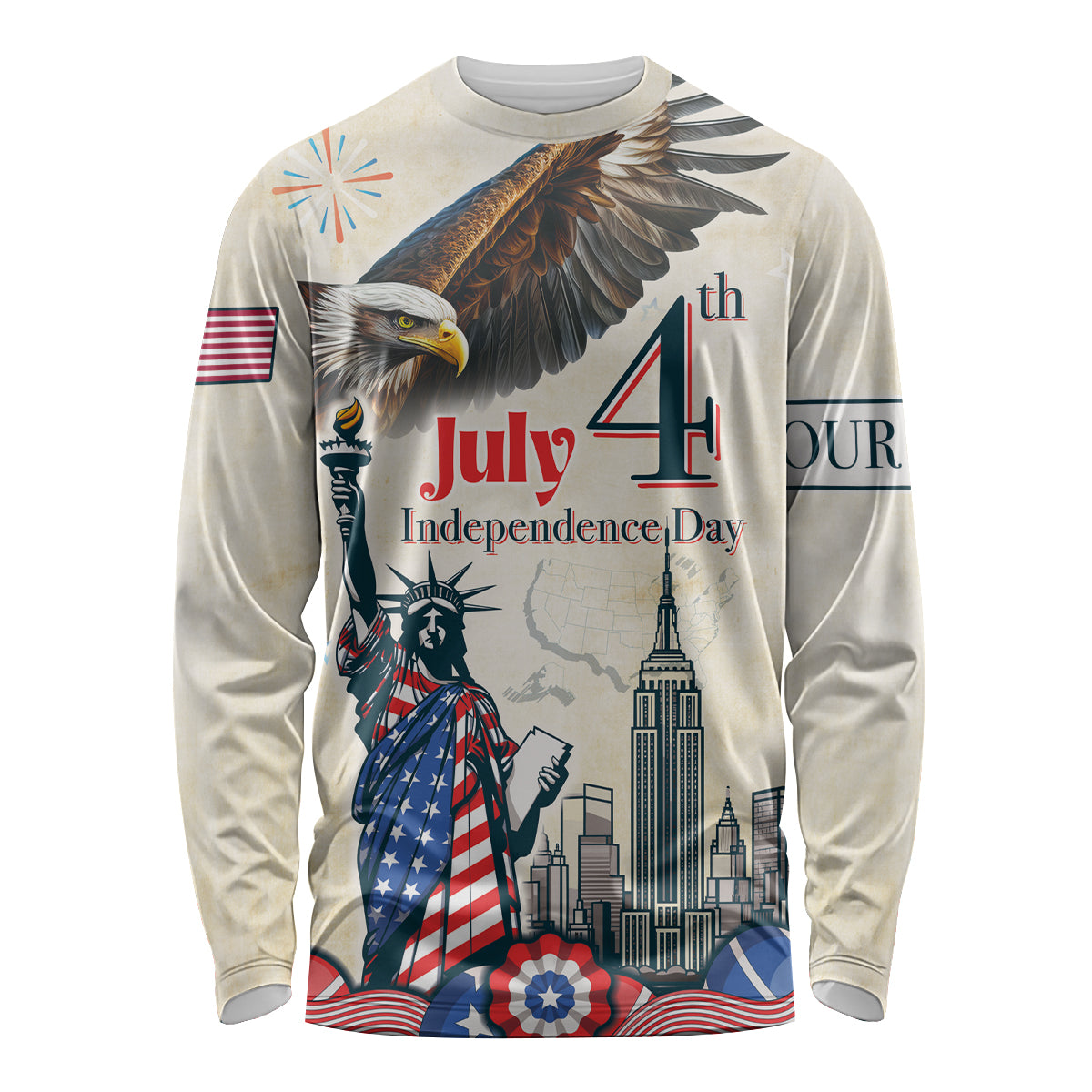Personalised United States Independence Day Long Sleeve Shirt Freedom 4th Of July Beige Version LT05 - Wonder Print Shop