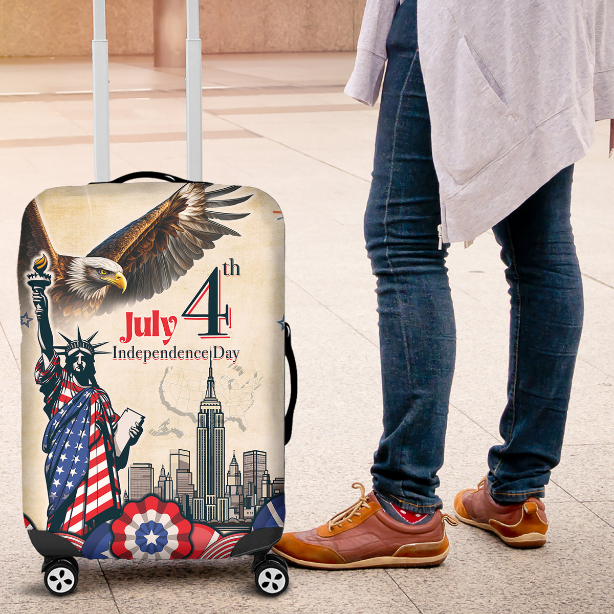 United States Independence Day Luggage Cover Freedom 4th Of July Beige Version LT05 - Wonder Print Shop