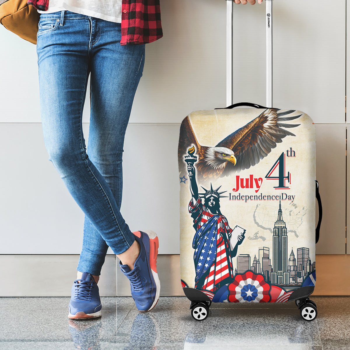 United States Independence Day Luggage Cover Freedom 4th Of July Beige Version LT05 - Wonder Print Shop