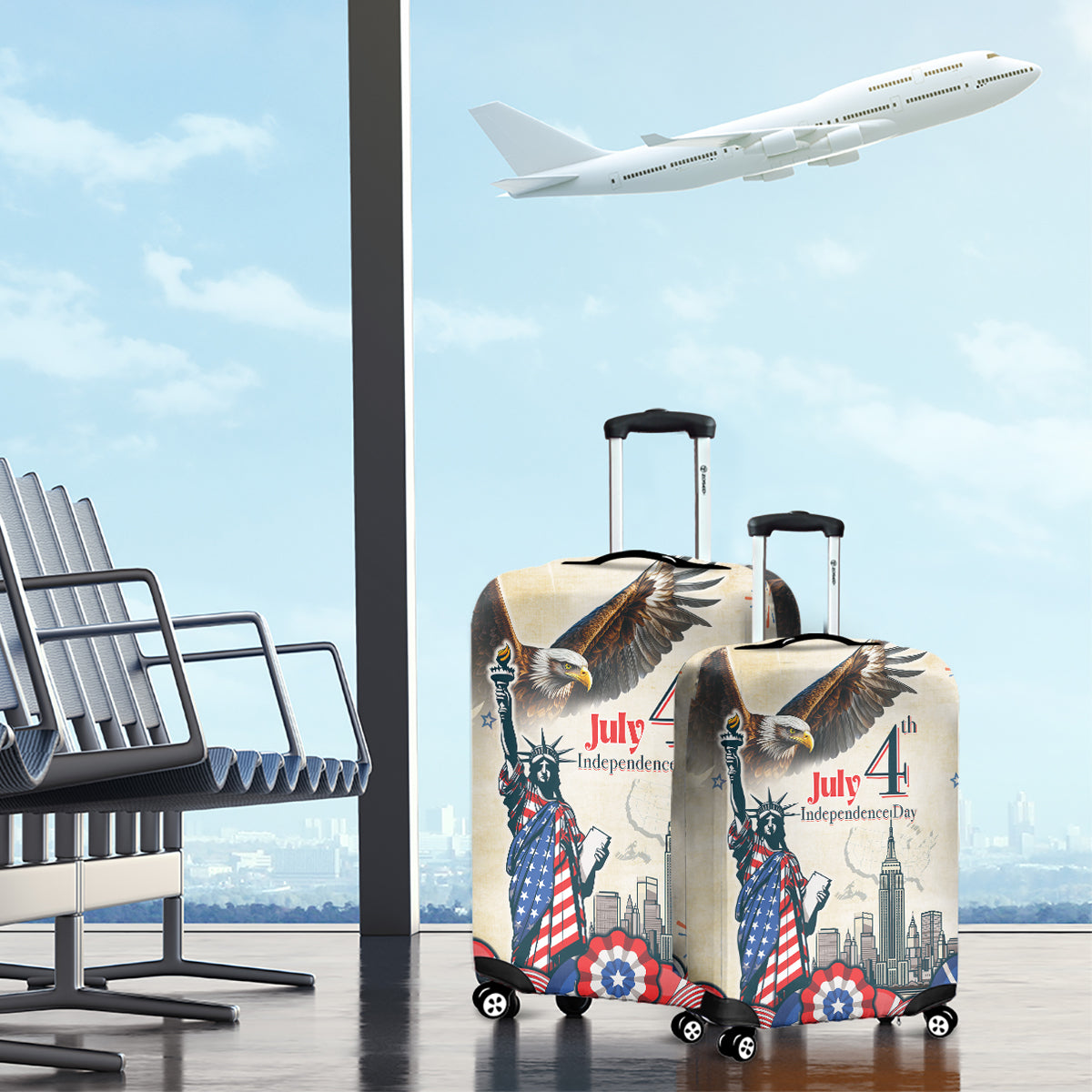 United States Independence Day Luggage Cover Freedom 4th Of July Beige Version LT05 - Wonder Print Shop