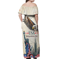 United States Independence Day Off Shoulder Maxi Dress Freedom 4th Of July Beige Version LT05 - Wonder Print Shop