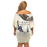 United States Independence Day Off Shoulder Short Dress Freedom 4th Of July Beige Version LT05 - Wonder Print Shop