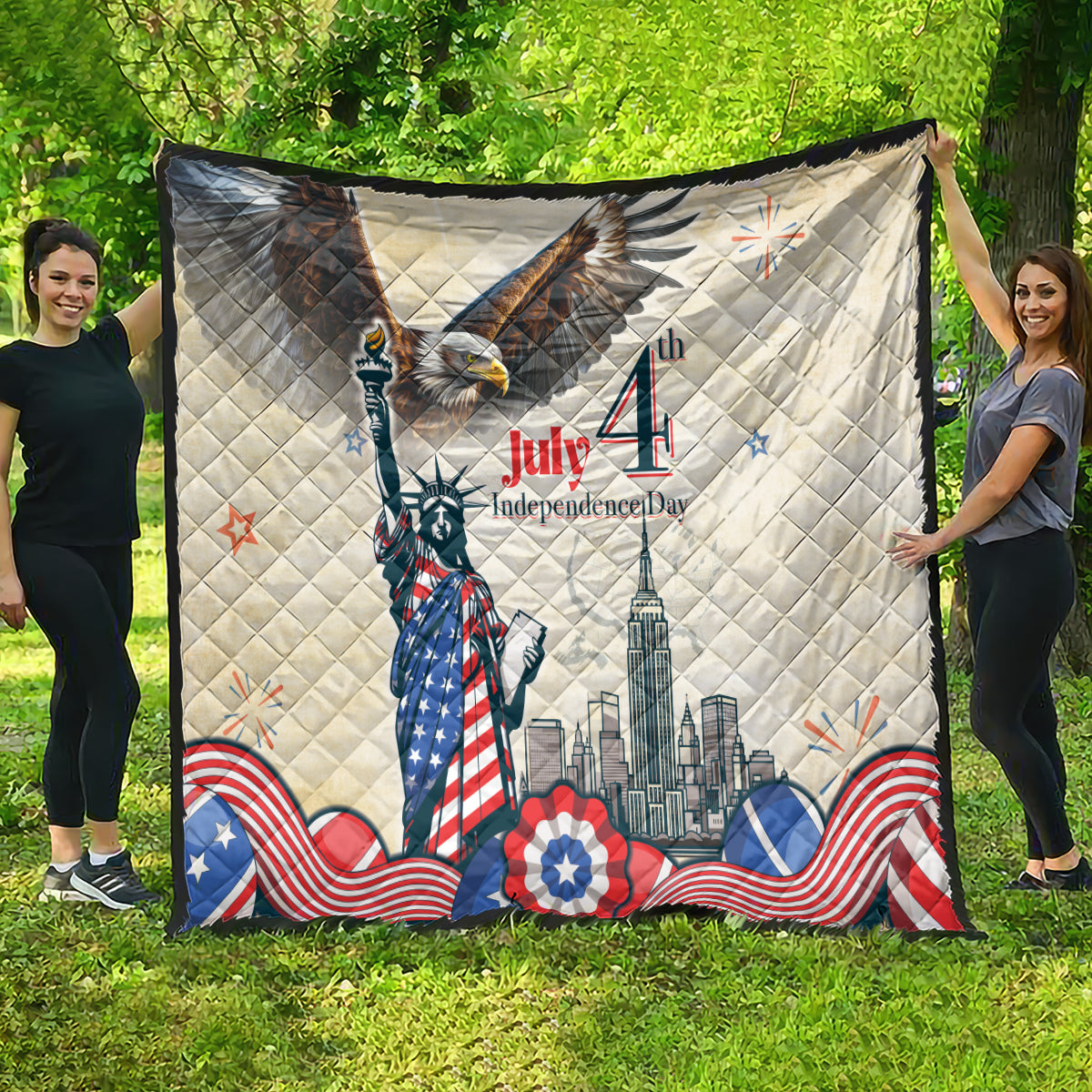 United States Independence Day Quilt Freedom 4th Of July Beige Version LT05 - Wonder Print Shop