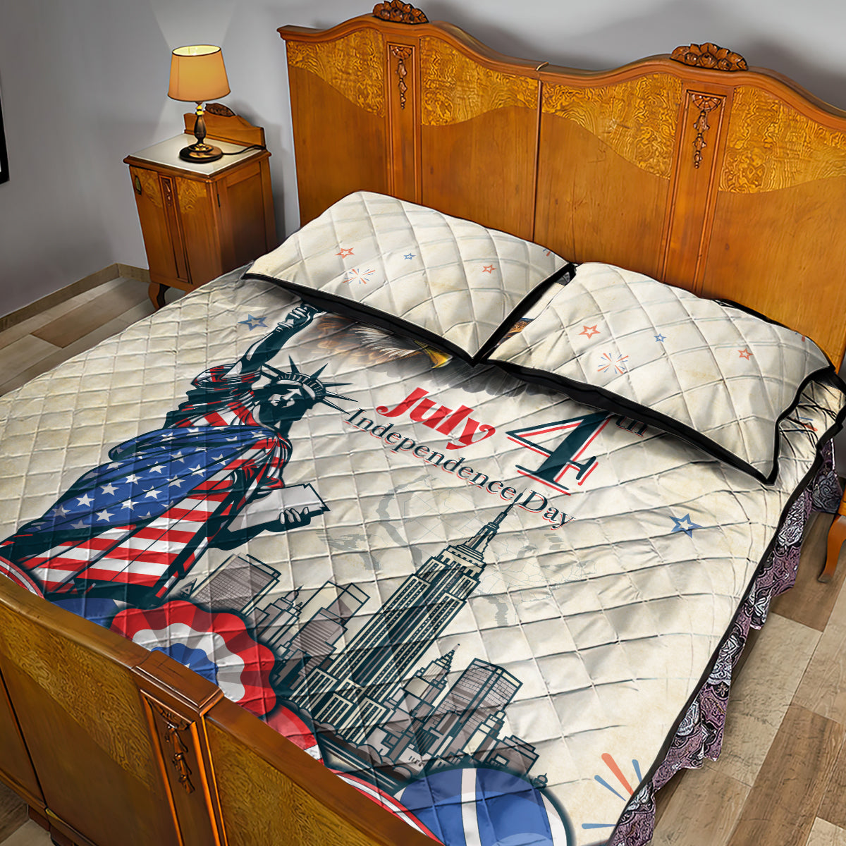 United States Independence Day Quilt Bed Set Freedom 4th Of July Beige Version LT05 - Wonder Print Shop