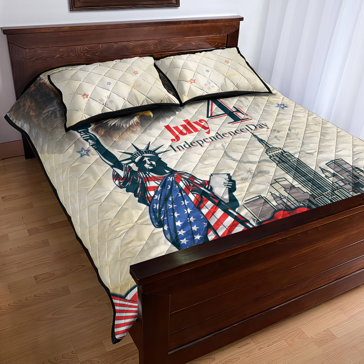 United States Independence Day Quilt Bed Set Freedom 4th Of July Beige Version LT05 - Wonder Print Shop