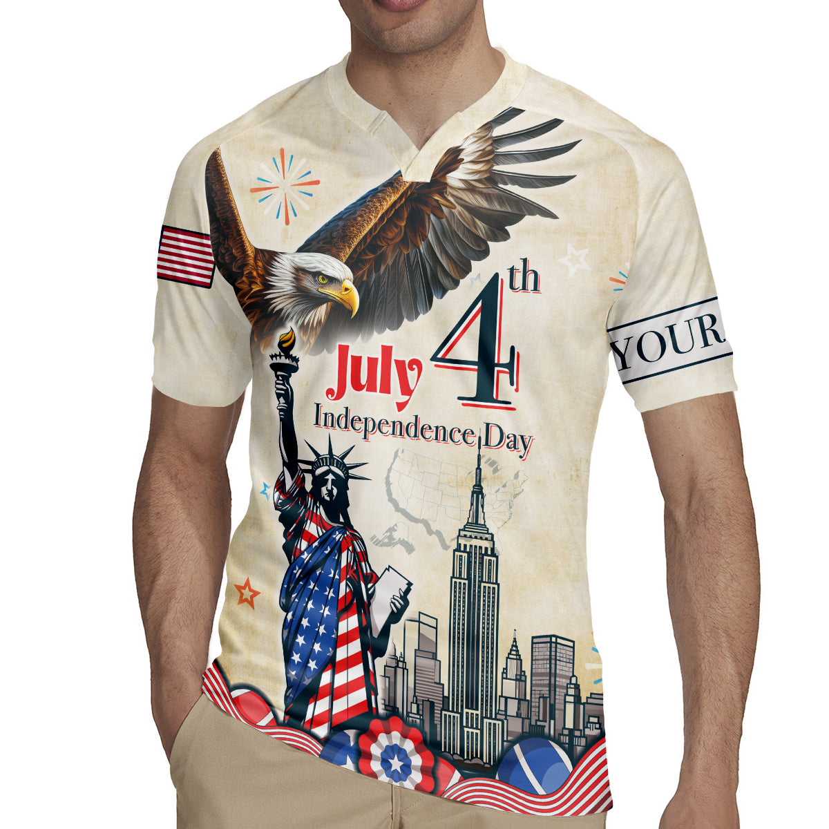 Personalised United States Independence Day Rugby Jersey Freedom 4th Of July Beige Version LT05 - Wonder Print Shop