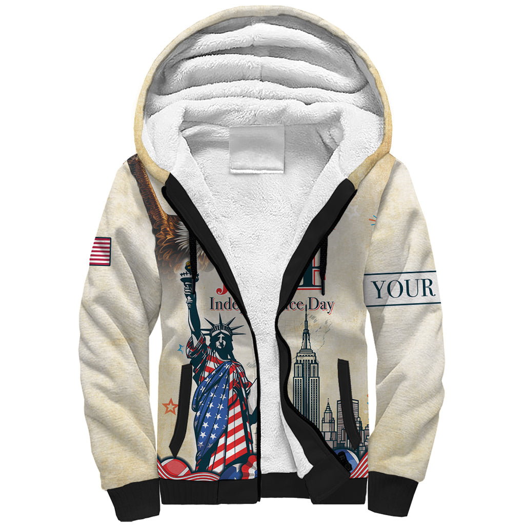 Personalised United States Independence Day Sherpa Hoodie Freedom 4th Of July Beige Version LT05 - Wonder Print Shop
