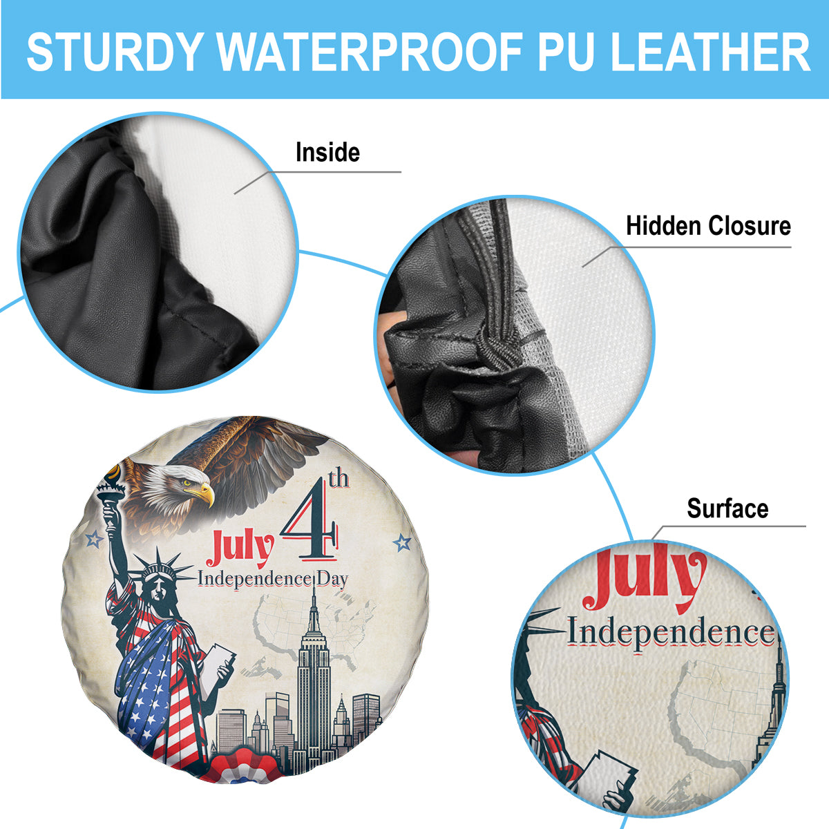 United States Independence Day Spare Tire Cover Freedom 4th Of July Beige Version LT05 - Wonder Print Shop