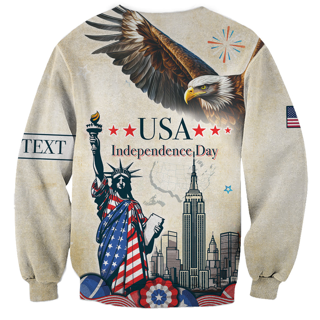 Personalised United States Independence Day Sweatshirt Freedom 4th Of July Beige Version LT05 - Wonder Print Shop