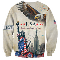 Personalised United States Independence Day Sweatshirt Freedom 4th Of July Beige Version LT05 - Wonder Print Shop