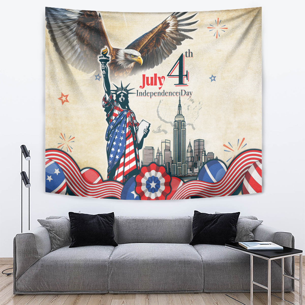 United States Independence Day Tapestry Freedom 4th Of July Beige Version
