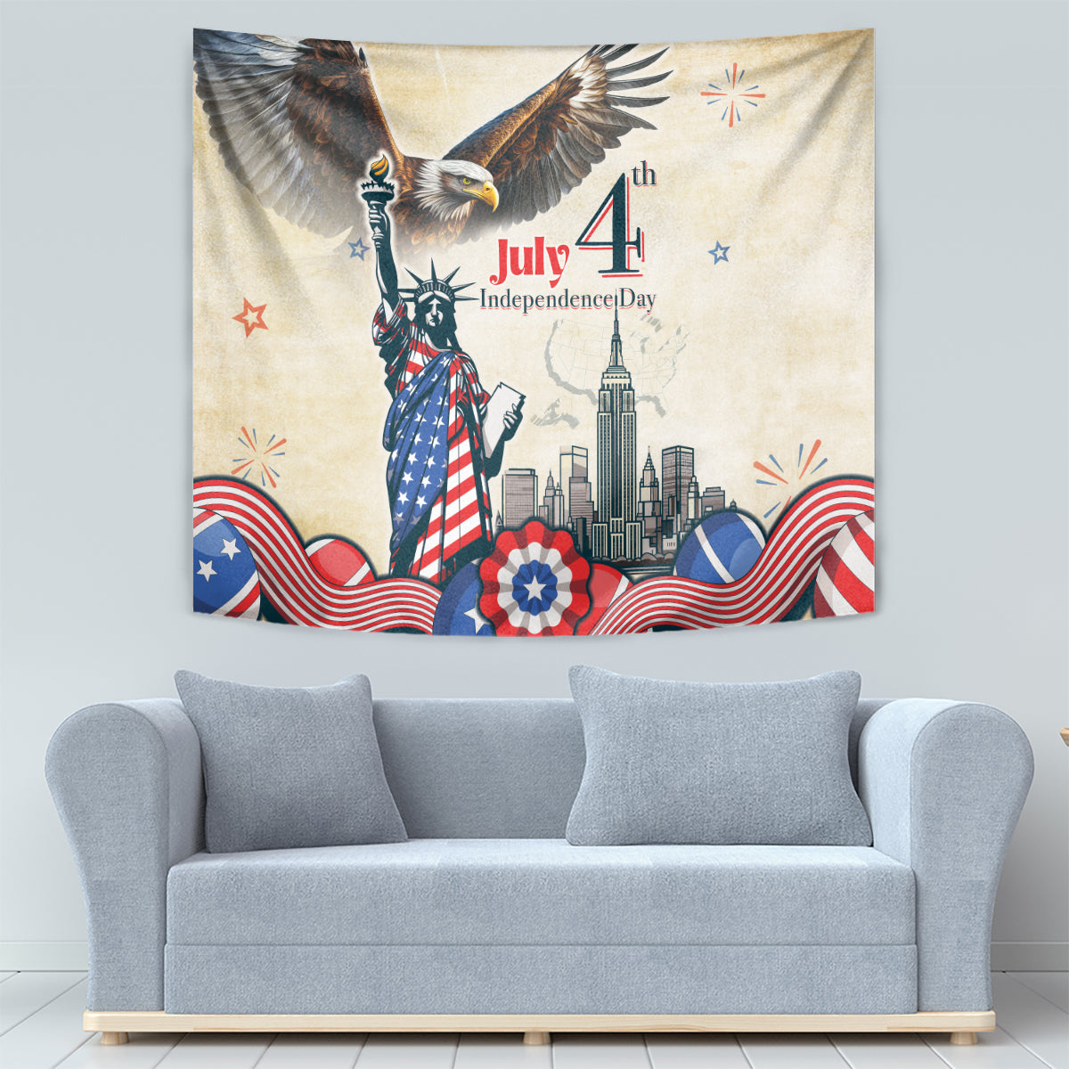 United States Independence Day Tapestry Freedom 4th Of July Beige Version LT05 - Wonder Print Shop