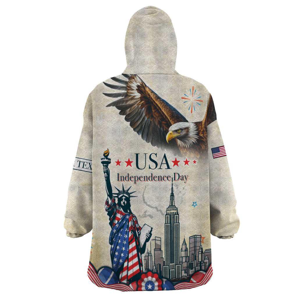 Personalised United States Independence Day Wearable Blanket Hoodie Freedom 4th Of July Beige Version LT05 - Wonder Print Shop